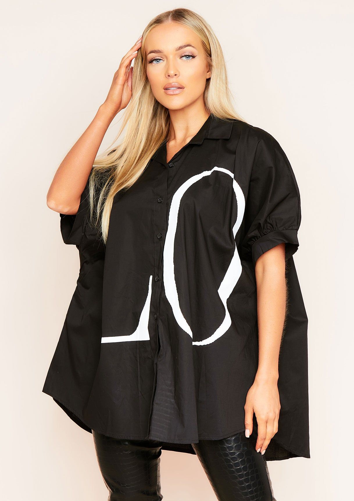 Kacey Black L.O.V.E Oversized Casual Shirt sold by Missy Empire product image thumbnail 3
