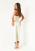 Jade Stone Linen Look Ruched Side Midi Skirt sold by Missy Empire