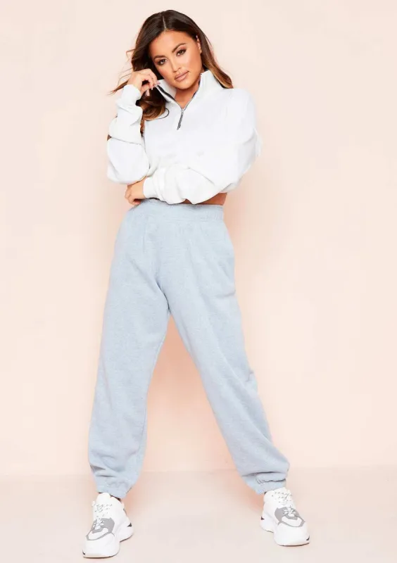 Davina Grey Basic Cuffed Joggers sold by Missy Empire