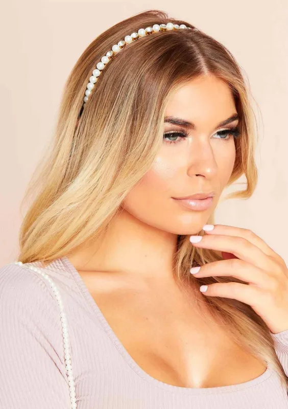 Renee Gold Pearl Gem Headband made by Missy Empire