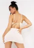Emma Ivory Tie Back Knitted Pointed Hem Crop Top sold by Missy Empire