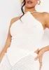 Emma Ivory Tie Back Knitted Pointed Hem Crop Top sold by Missy Empire