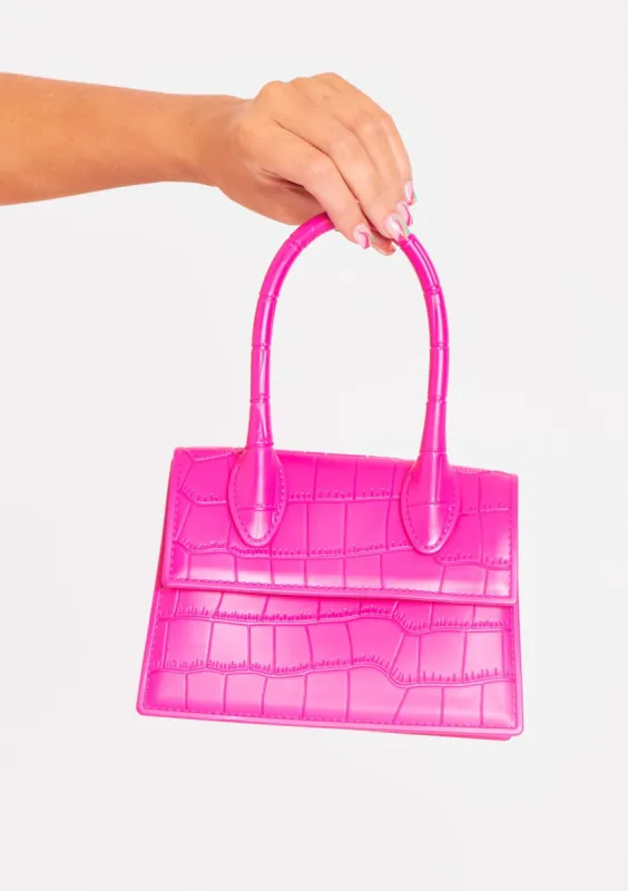 Alondra Pink Croc Mini Handbag sold by Missy Empire