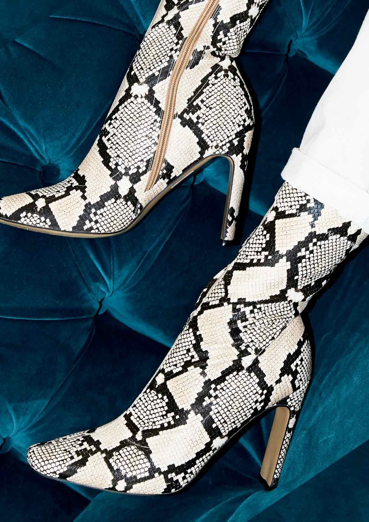 Perla Snake Print Boots sold by Missy Empire