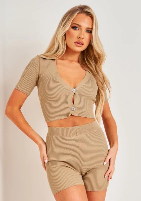 Daniella Stone Knitted Cropped Cardigan sold by Missy Empire