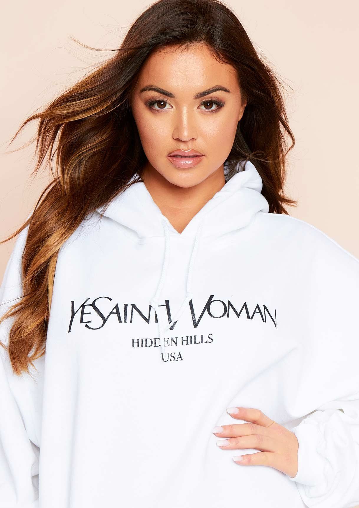 Ava White Woman Slogan Oversized Hoodie sold by Missy Empire product image thumbnail 3