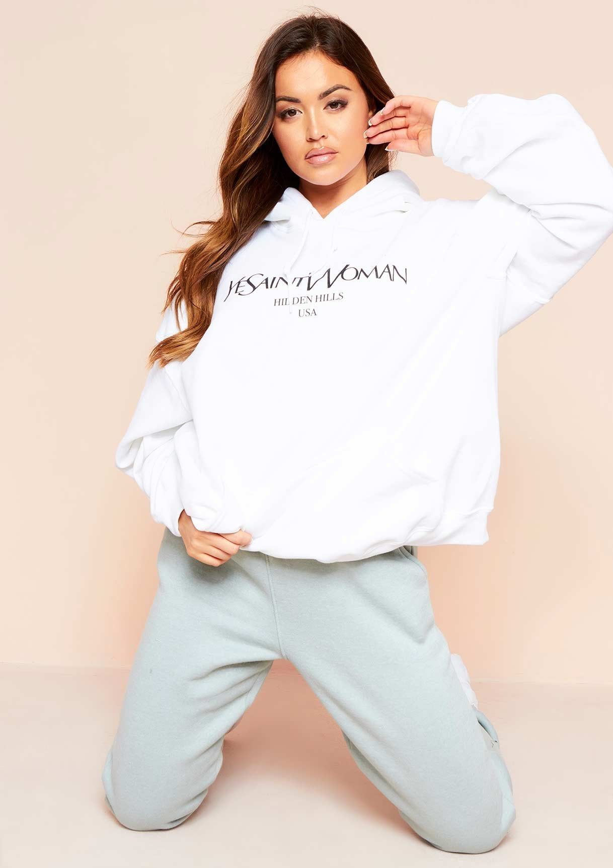 Ava White Woman Slogan Oversized Hoodie sold by Missy Empire product image thumbnail 4