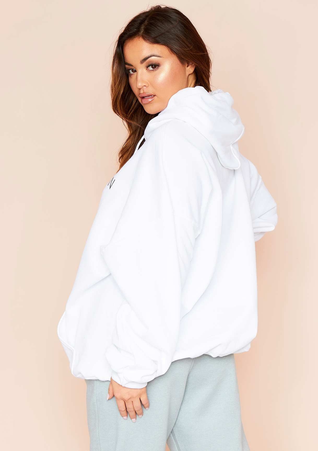 Ava White Woman Slogan Oversized Hoodie sold by Missy Empire product image thumbnail 2