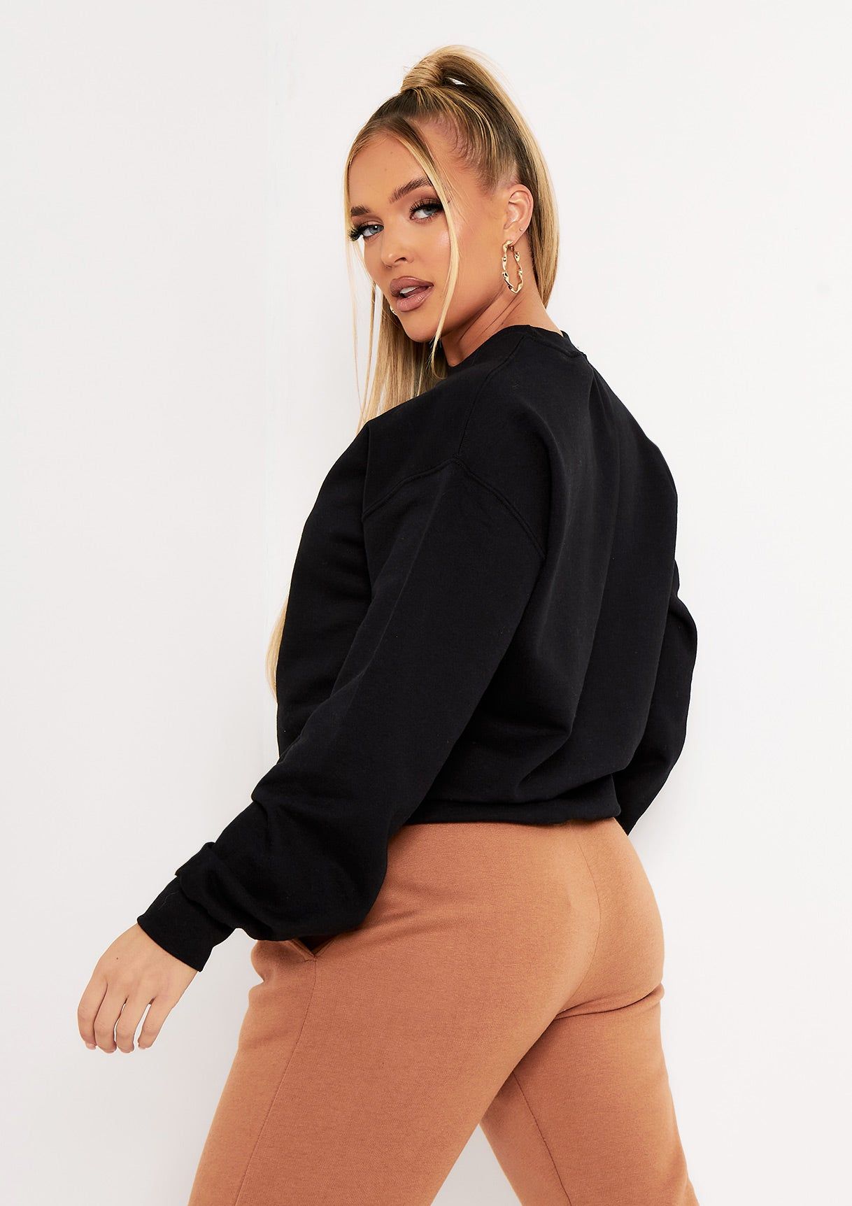 Hallie Black Missy Empire Repeat Slogan Oversized Sweatshirt sold by Missy Empire product image thumbnail 4