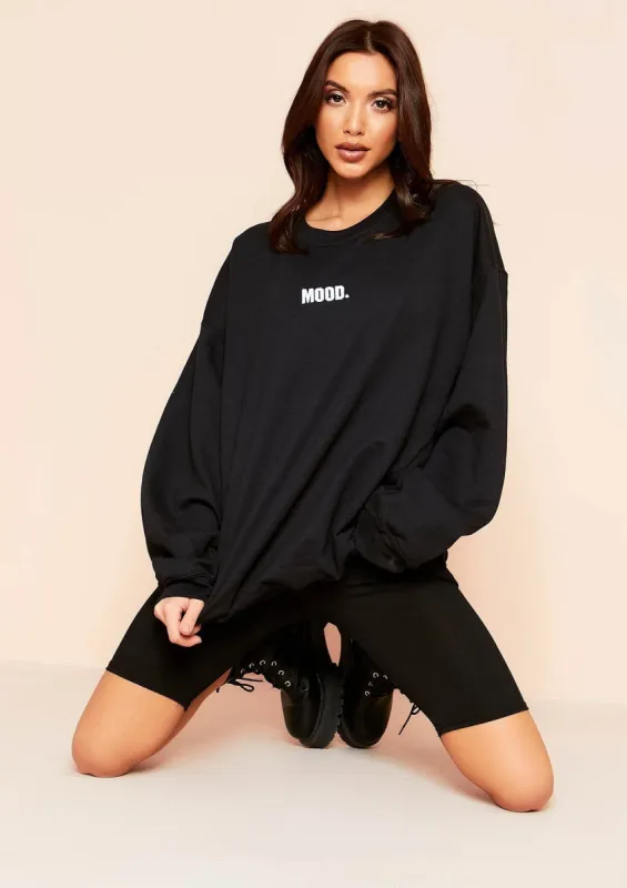 Scarlet Black Mood Slogan Oversized Sweatshirt sold by Missy Empire