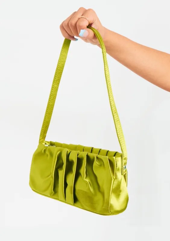 Estella Lime Ruched Handbag sold by Missy Empire