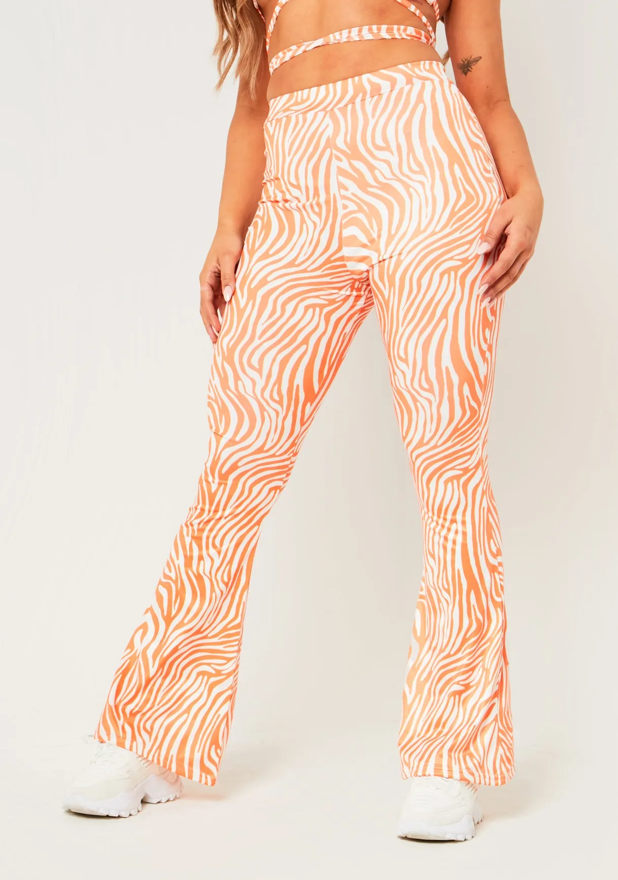 Odette Orange Swirl Print Flared Trousers sold by Missy Empire product image thumbnail 2