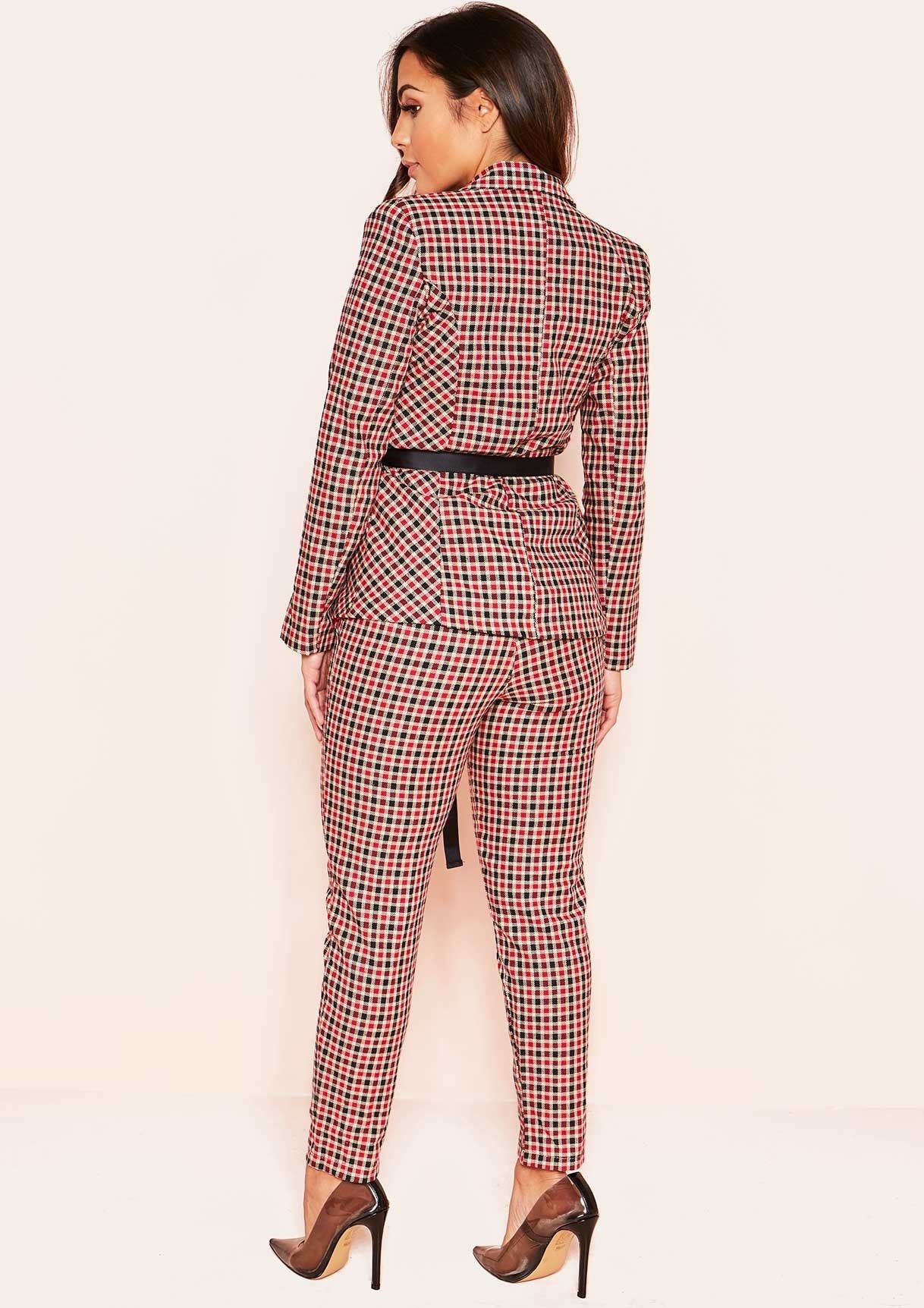 Nena Red Checked Trousers sold by Missy Empire product image thumbnail 2