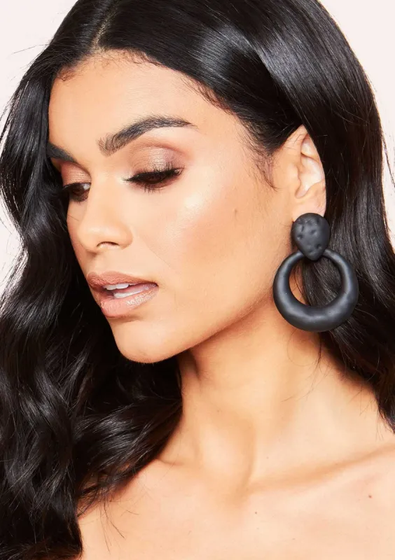 Mairah Black Textured Drop Earrings sold by Missy Empire