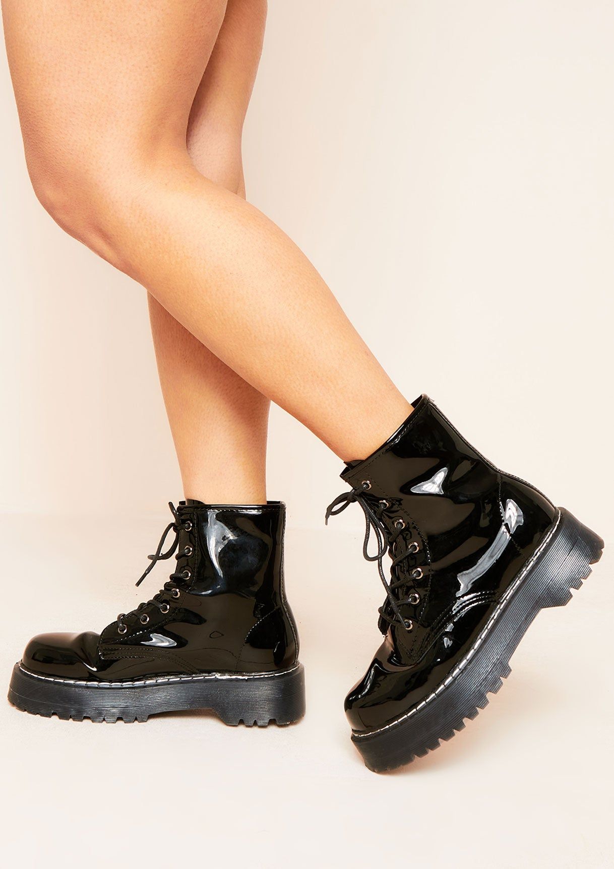 Layla Black Chunky Hiker Lace Up Boots sold by Missy Empire product image thumbnail 2