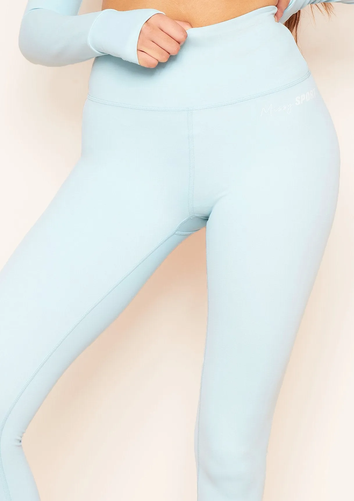 Stella Pastel Blue Missy Sport High Waisted Gym Legging sold by Missy Empire product image thumbnail 2