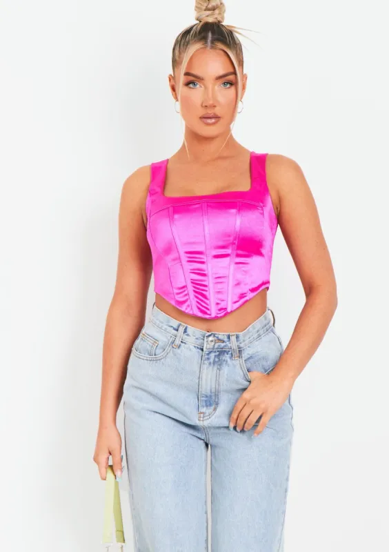 Maia Pink Metallic Corset Top sold by Missy Empire