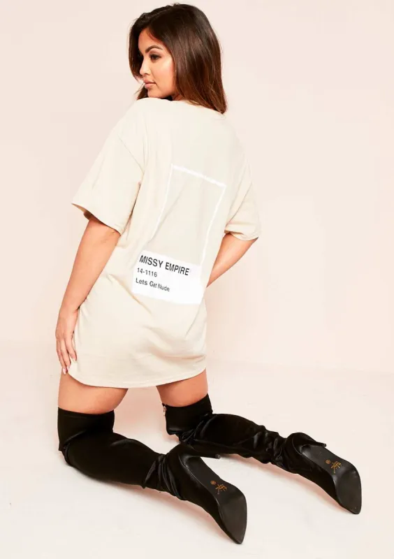 Amiya Beige Missy Empire Oversized T-Shirt sold by Missy Empire
