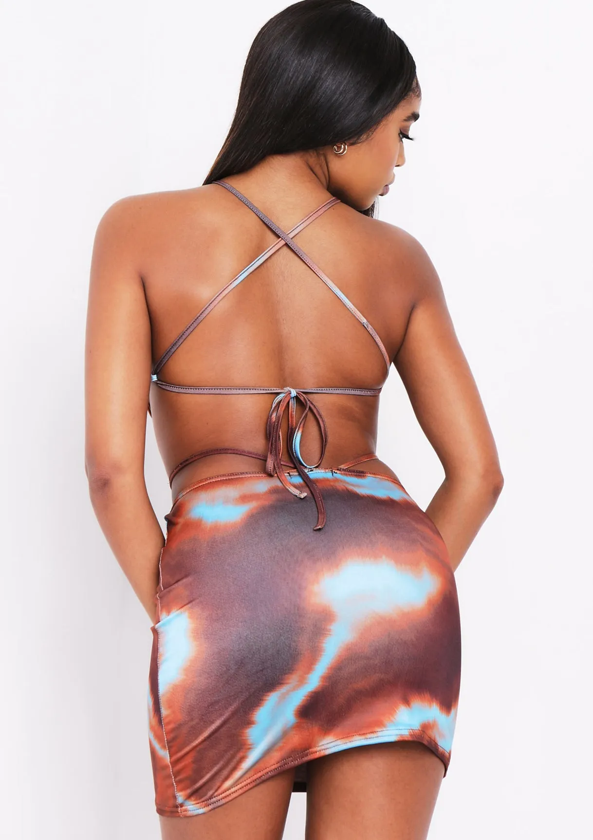 Maxine Brown Print Halterneck Pointed Hem Crop Top sold by Missy Empire product image thumbnail 3