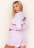 Vera Lilac Super Crop Raw Hem Long Sleeve Sweater sold by Missy Empire
