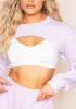 Vera Lilac Super Crop Raw Hem Long Sleeve Sweater sold by Missy Empire