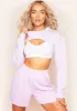 Vera Lilac Super Crop Raw Hem Long Sleeve Sweater sold by Missy Empire