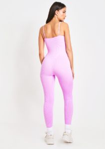 Kora Lilac Ribbed Seamless Strappy Jumpsuit sold by Missy Empire