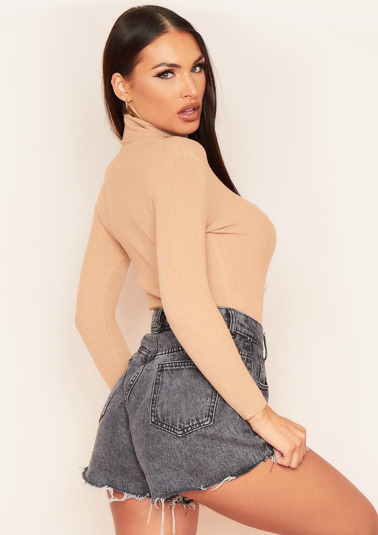 Jaley Beige Roll Neck Long Sleeve Top sold by Missy Empire product image thumbnail 5