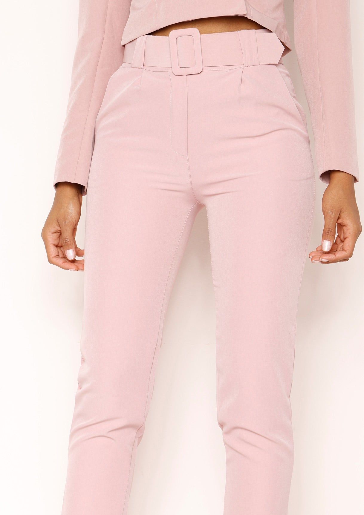 Ivy Pink Belted High Waist Trousers sold by Missy Empire product image thumbnail 4