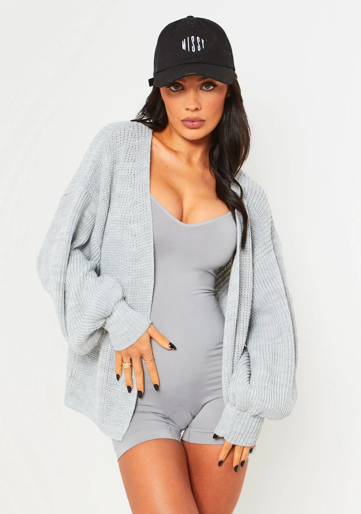 Jessica Grey Balloon Sleeve Cardigan sold by Missy Empire product image thumbnail 2