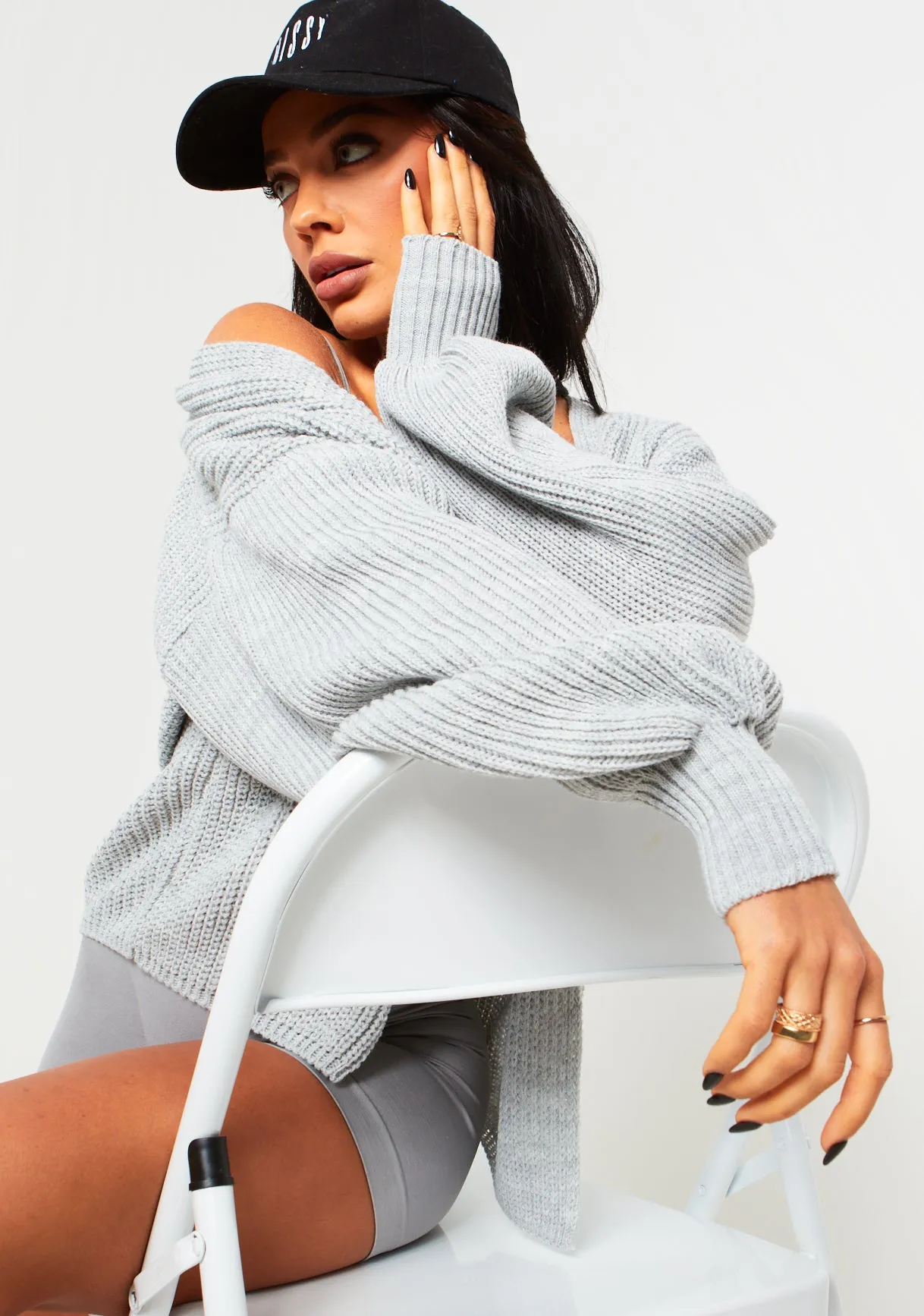 Jessica Grey Balloon Sleeve Cardigan sold by Missy Empire