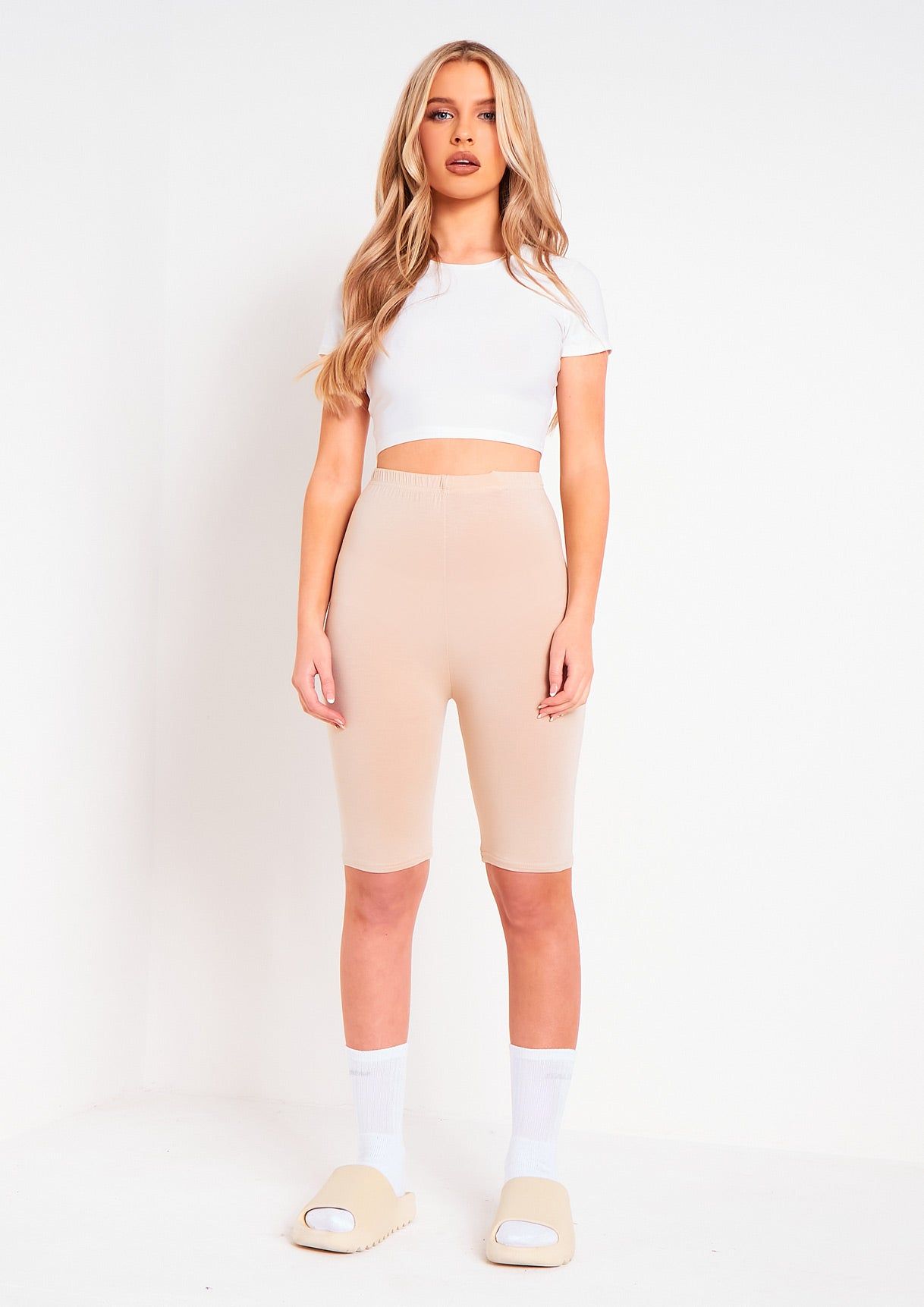 Tilly Beige Basic Cycle Shorts sold by Missy Empire product image thumbnail 2