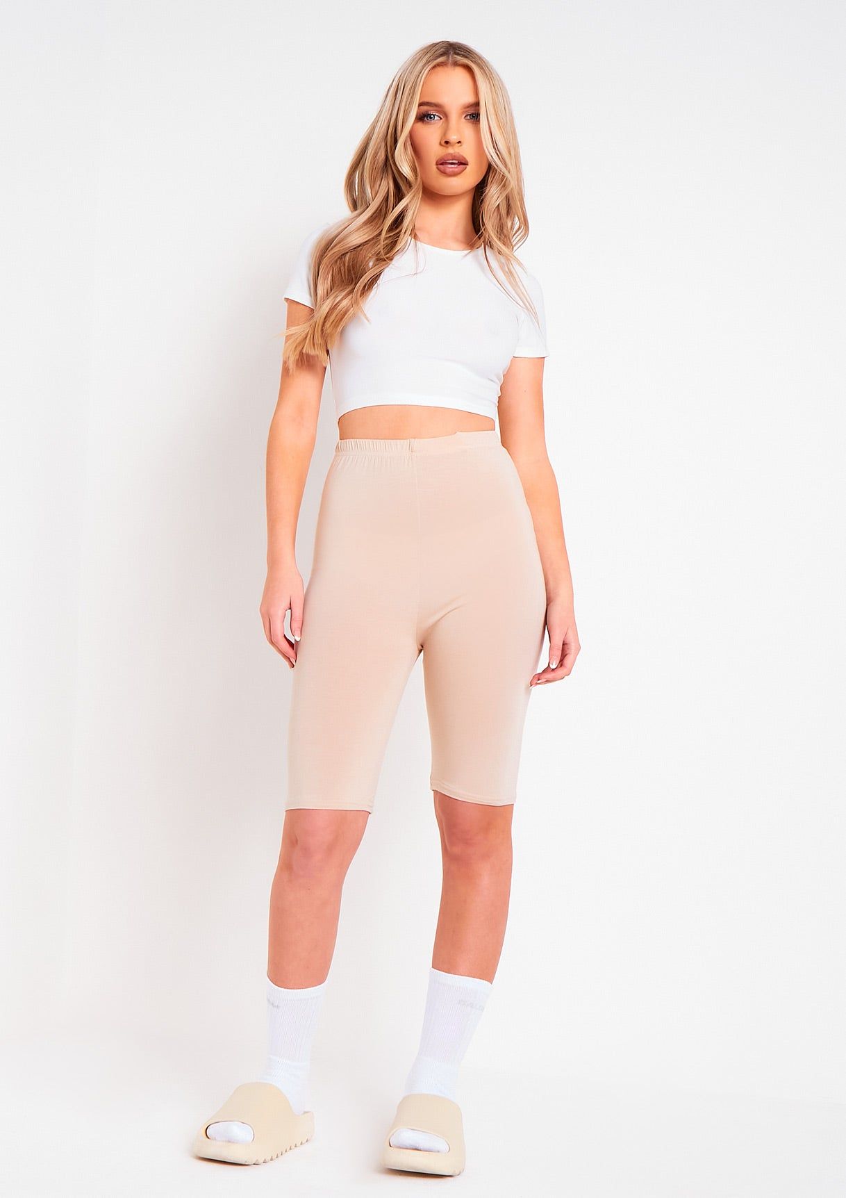 Tilly Beige Basic Cycle Shorts sold by Missy Empire product image thumbnail 5