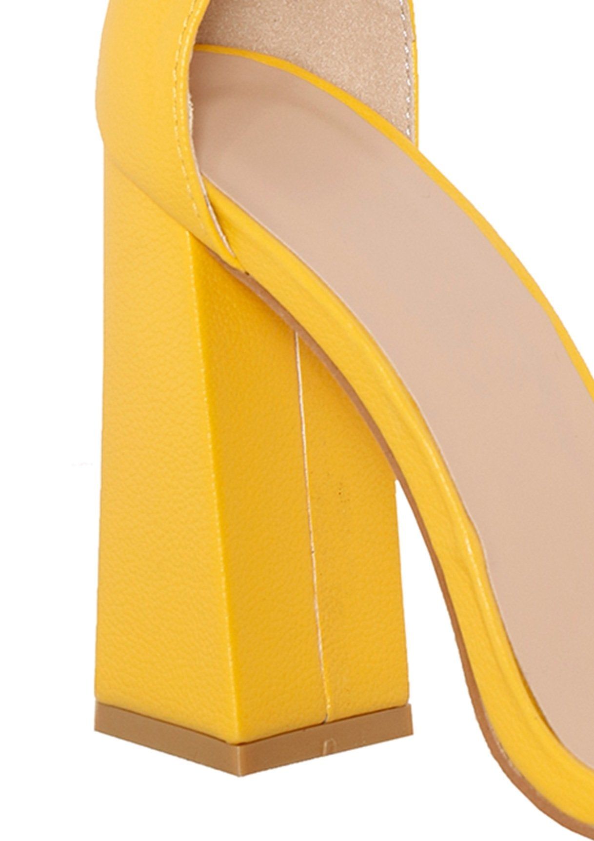 Jaide Yellow Faux Leather Block Heels sold by Missy Empire product image thumbnail 3