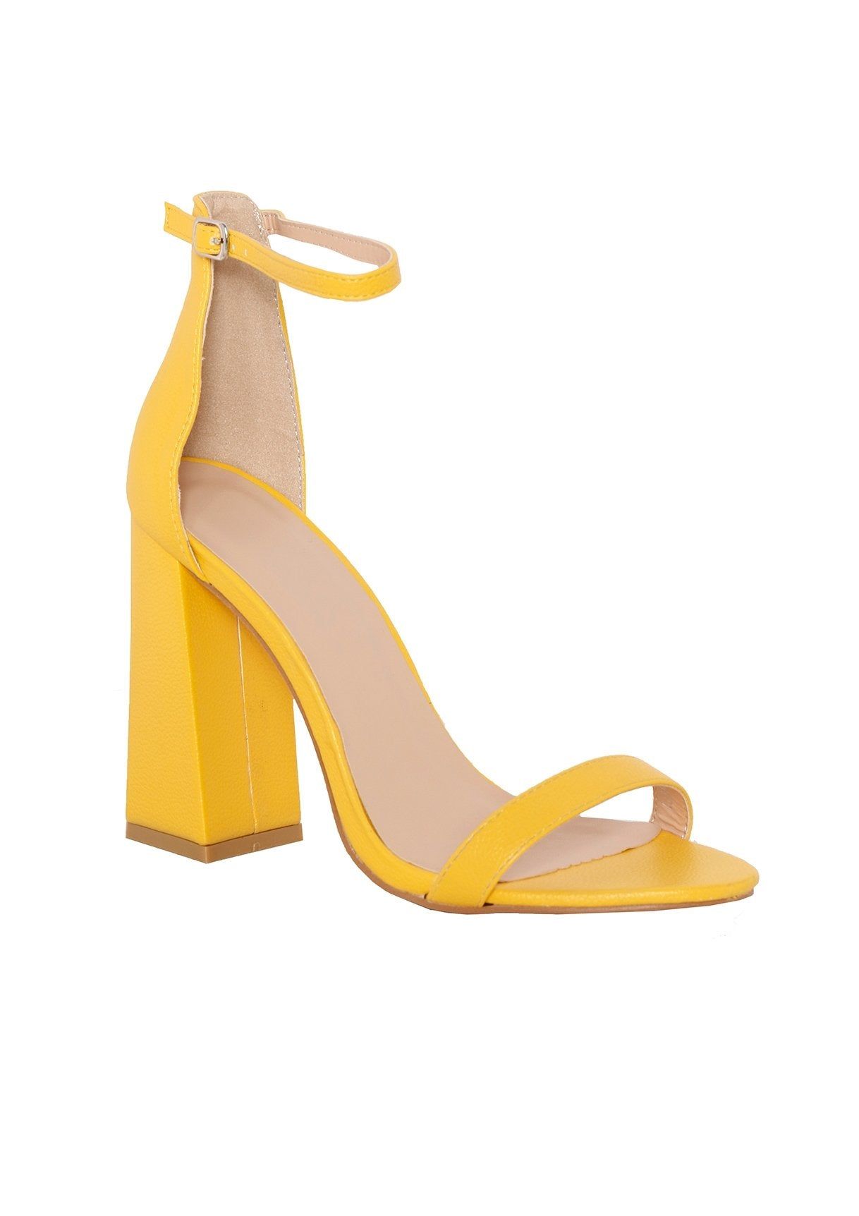 Jaide Yellow Faux Leather Block Heels sold by Missy Empire product image thumbnail 4
