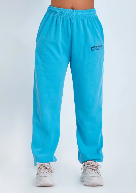 Imogen Blue Missy Empire Text Oversized Joggers sold by Missy Empire