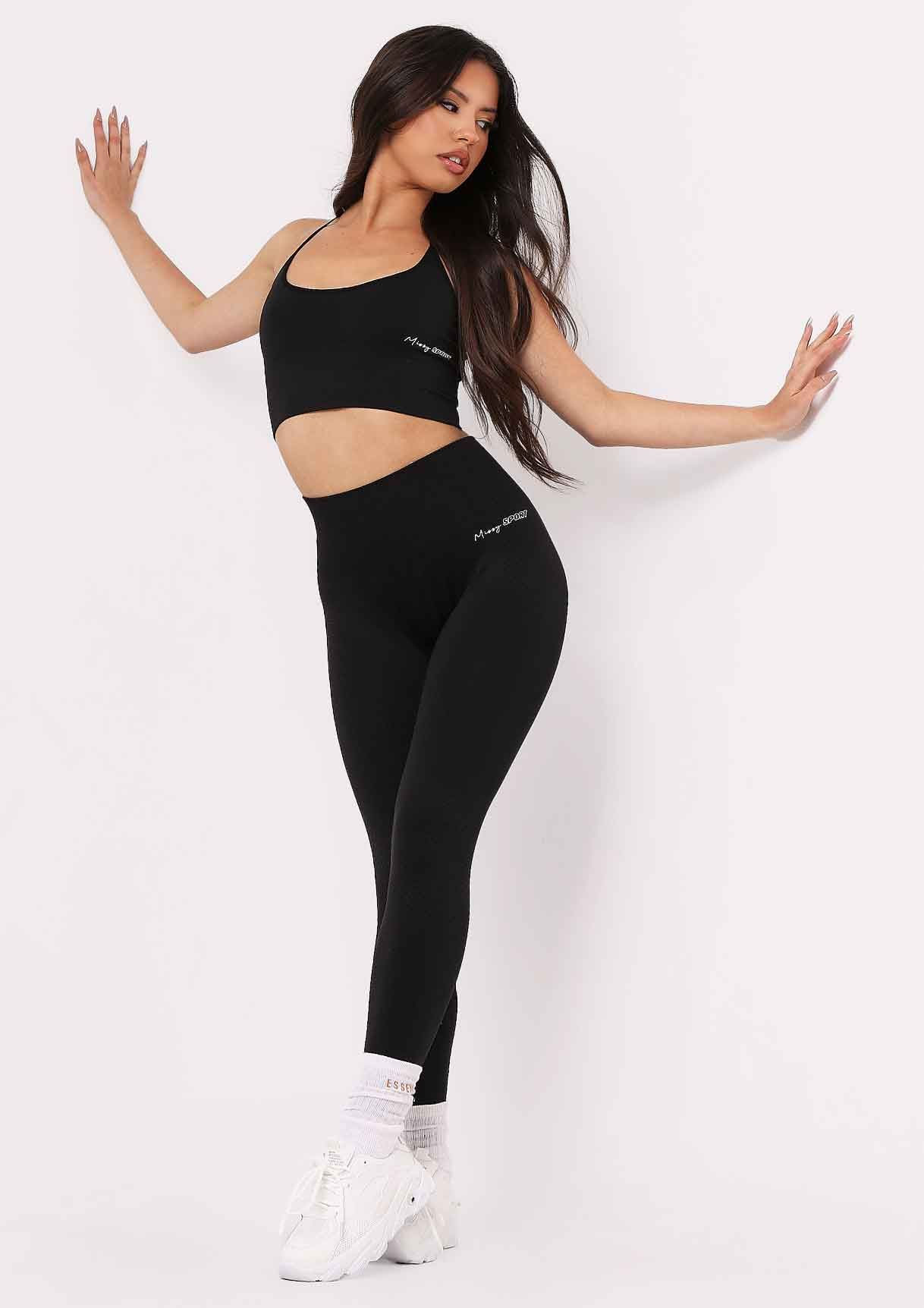 Anni Black Missy Sport Seamless High Waisted Gym Leggings sold by Missy Empire