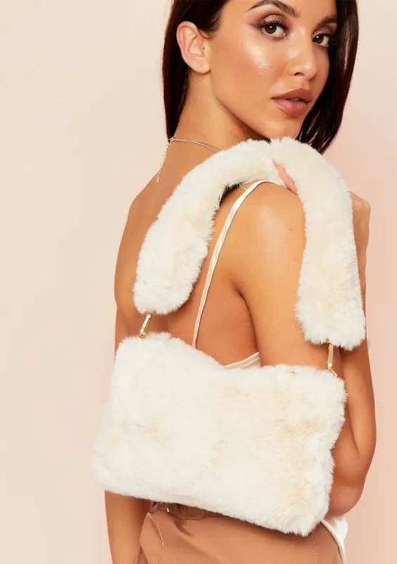 Fleta Beige Faux Fur Shoulder Bag sold by Missy Empire