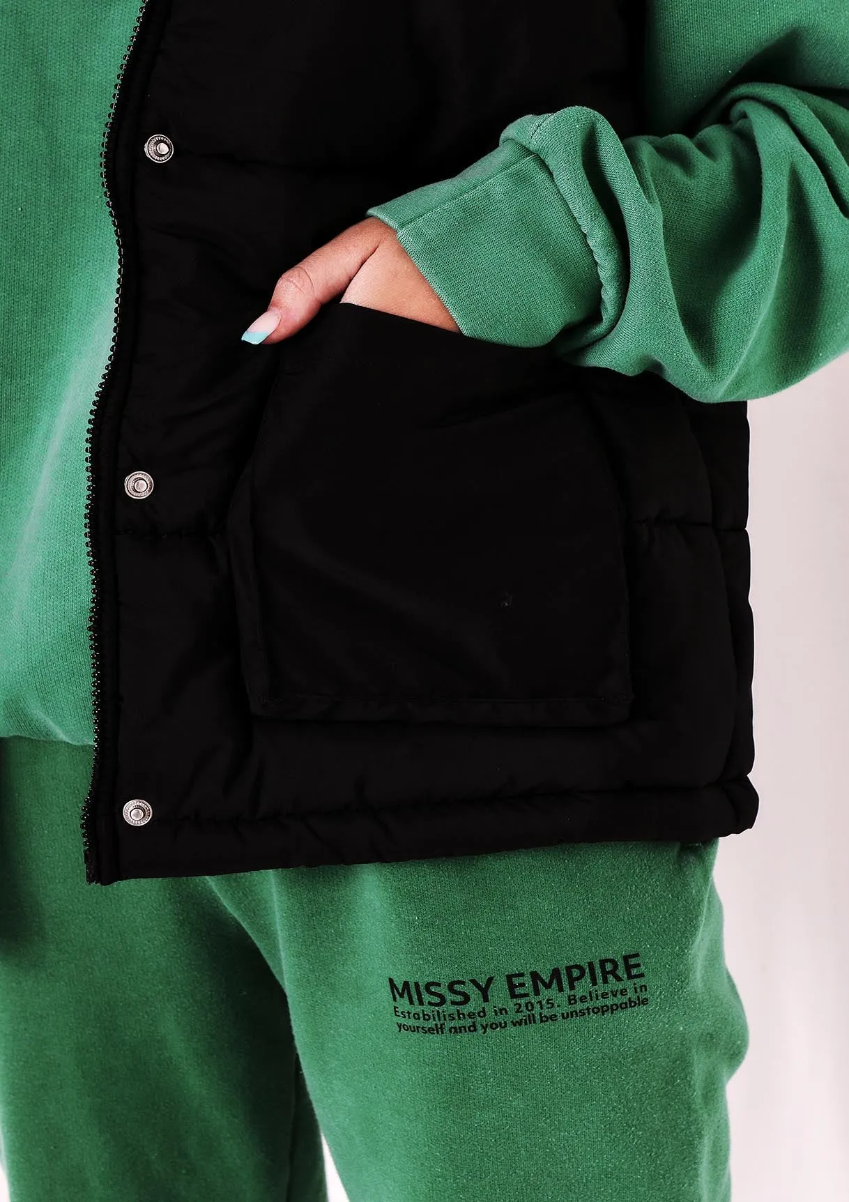 Mary Black Pocket Detail Sleeveless Padded Gilet sold by Missy Empire product image thumbnail 2