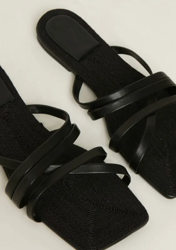 Kairi Black Strappy Flat Sandals sold by Missy Empire