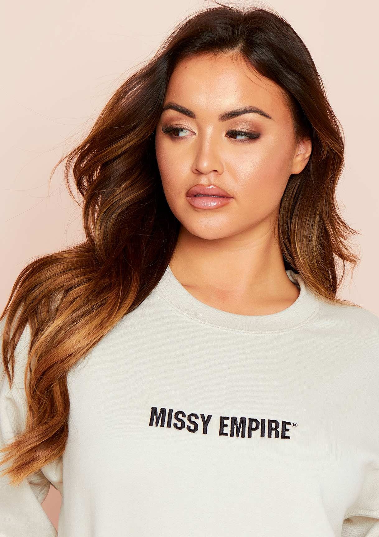 Hana Sand Missy Empire Slogan Oversized Sweatshirt sold by Missy Empire product image thumbnail 3