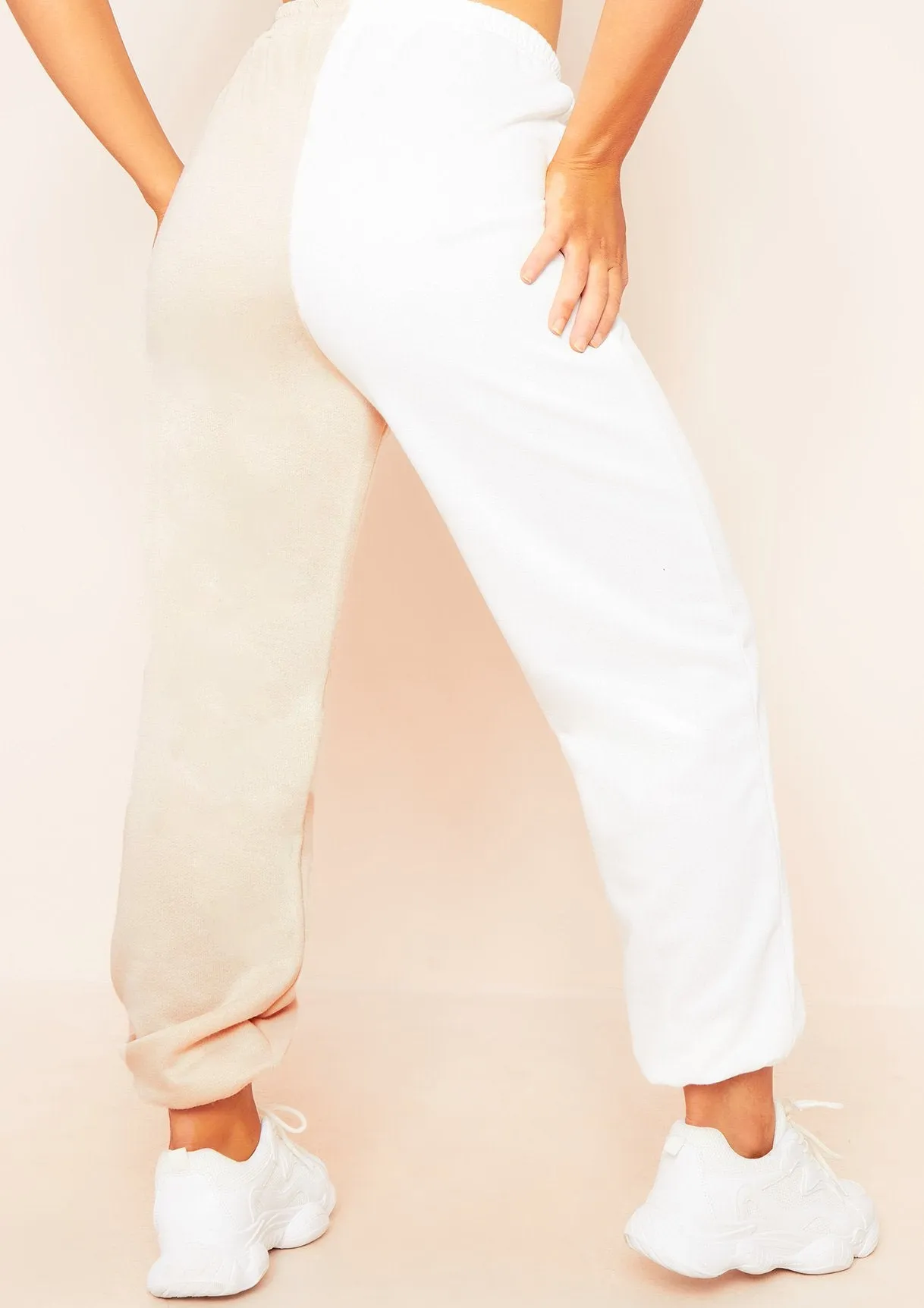 Cheryl White Beige Two Colour Splice Jogger sold by Missy Empire product image thumbnail 2