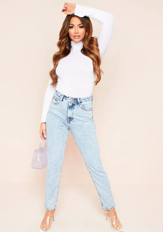 Kaydi Denim Light Wash Mom Jeans sold by Missy Empire