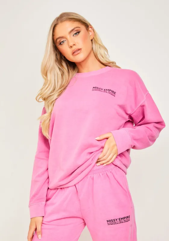 Alesha Pink Missy Empire Text Oversized Sweatshirt sold by Missy Empire
