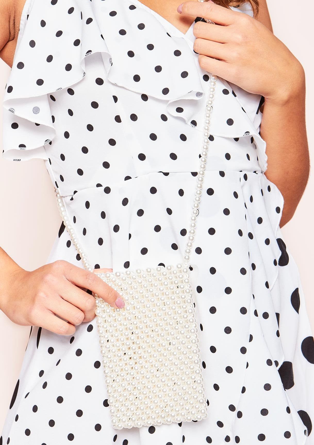 Lucia Pearl Beaded Bag sold by Missy Empire