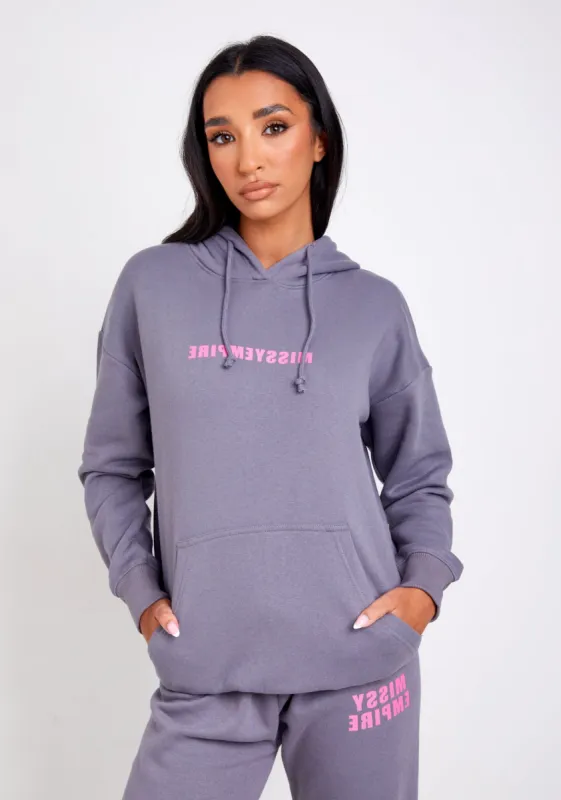 Tillie Charcoal Oversized Printed Hoodie sold by Missy Empire