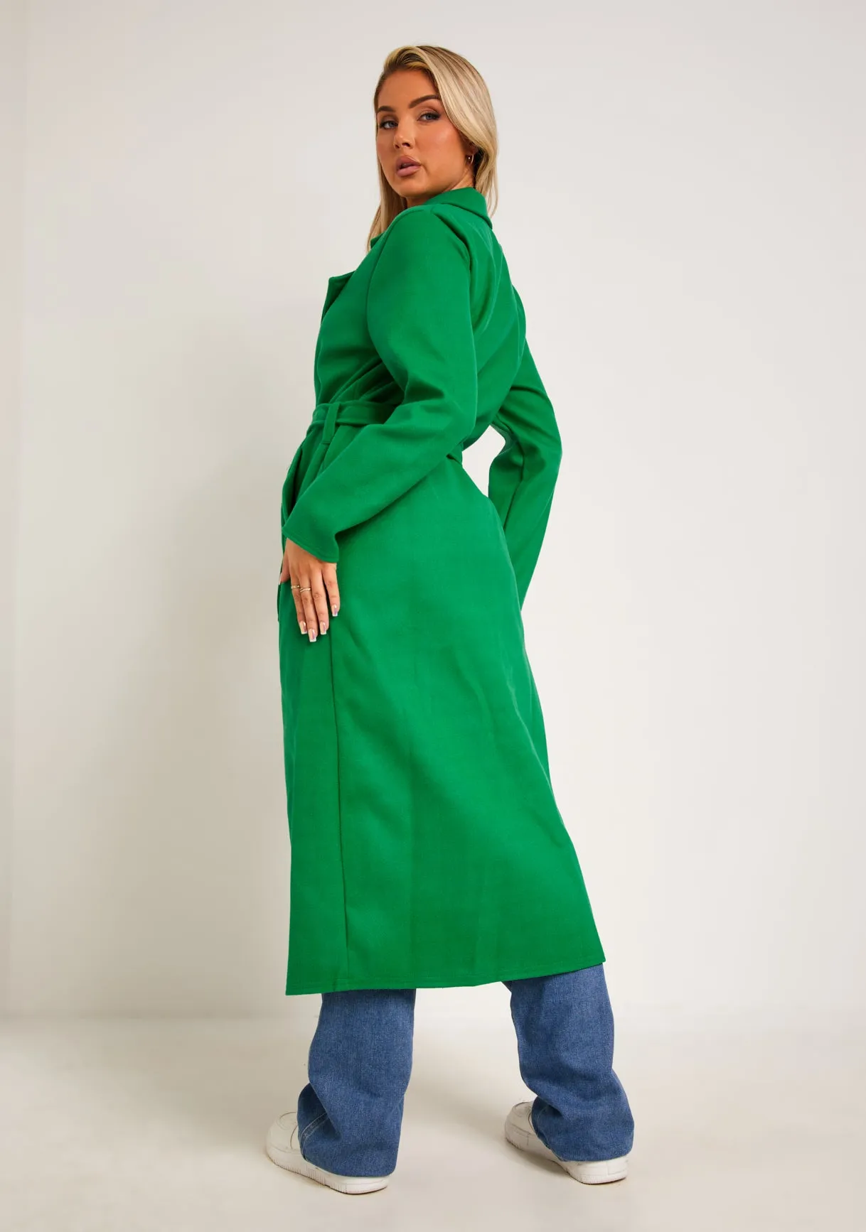 Layla Green Brushed Wool Blend Coat sold by Missy Empire product image thumbnail 3