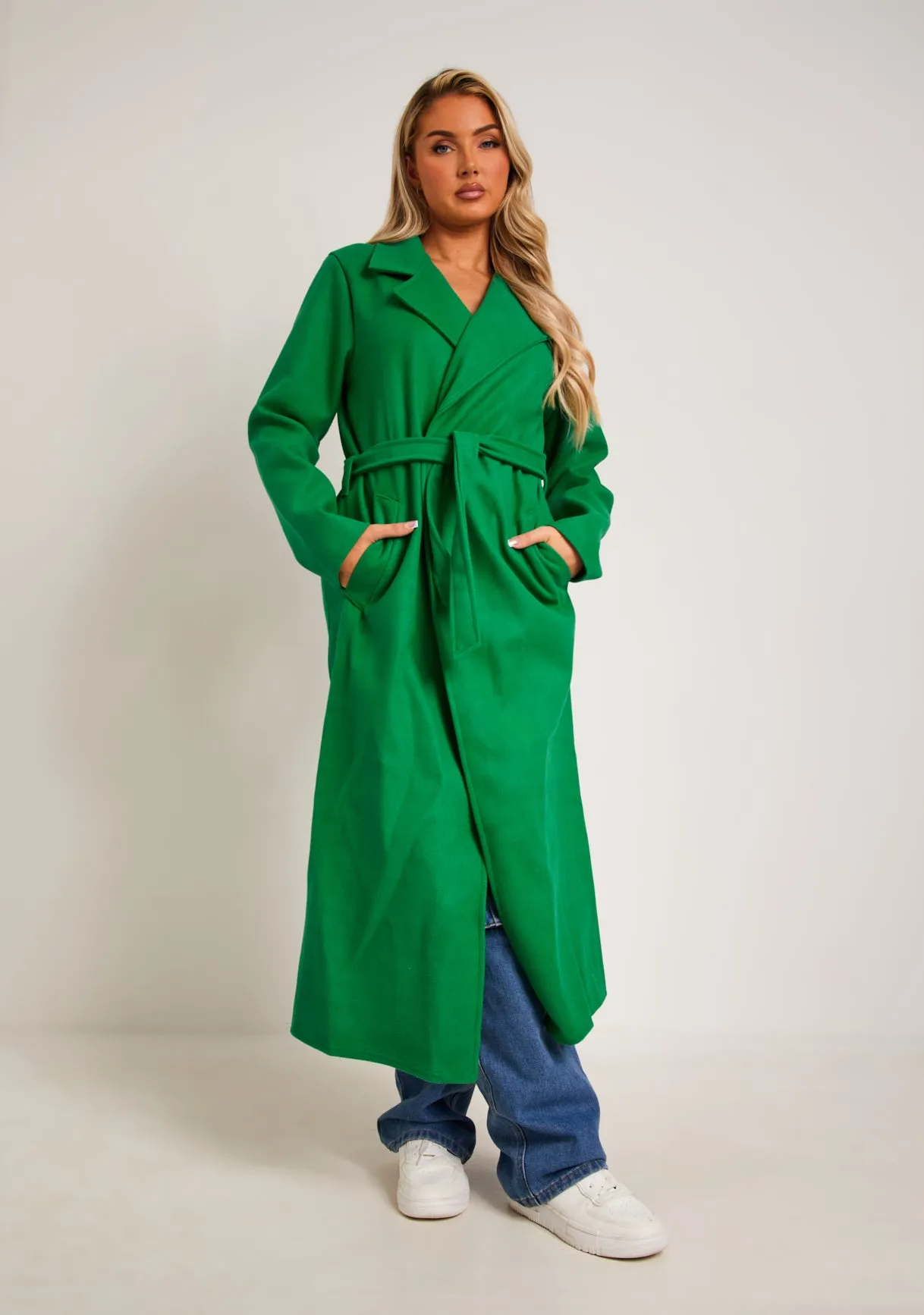 Layla Green Brushed Wool Blend Coat sold by Missy Empire product image thumbnail 4