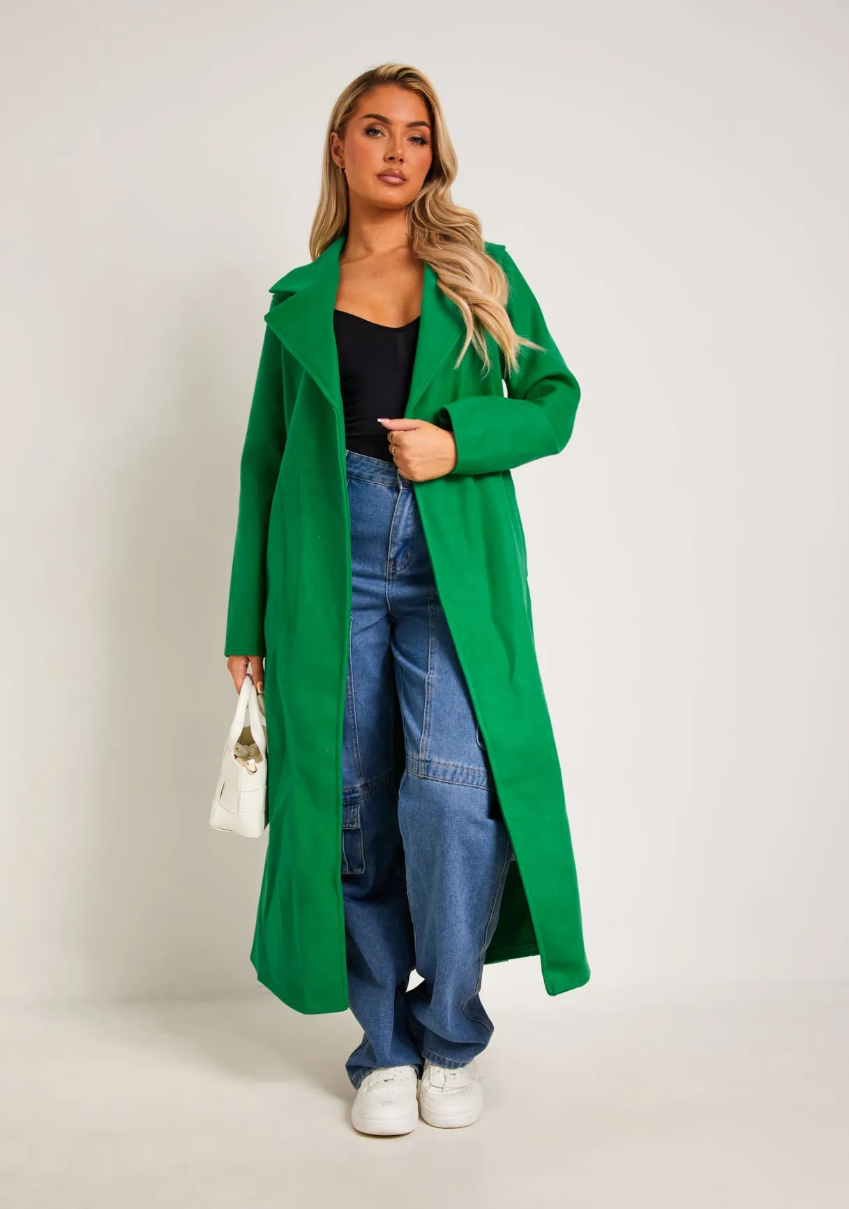 Layla Green Brushed Wool Blend Coat sold by Missy Empire