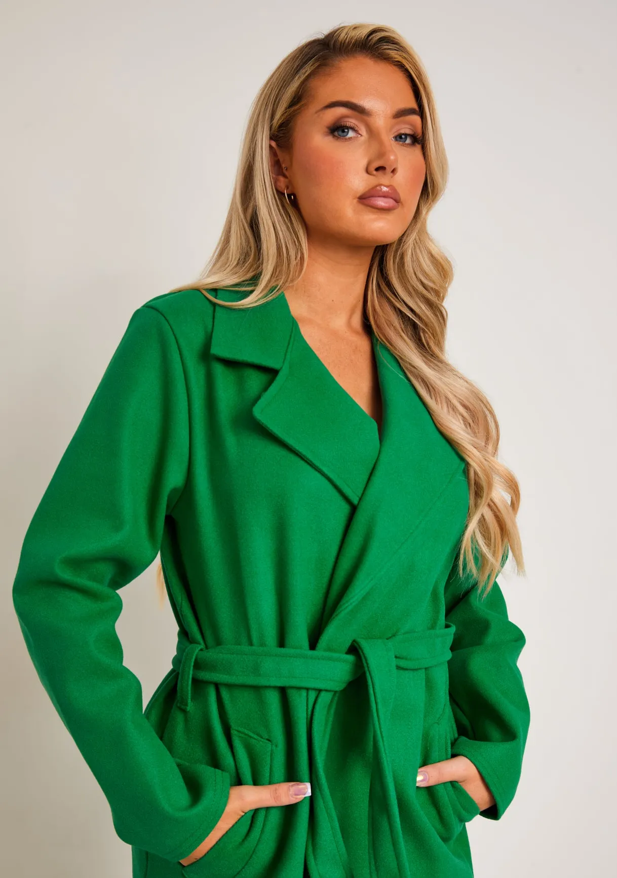 Layla Green Brushed Wool Blend Coat sold by Missy Empire product image thumbnail 2